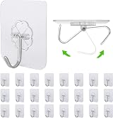 Relazoom 24 PCS Self Adhesive Hooks 15kg Transparent Heavy Duty