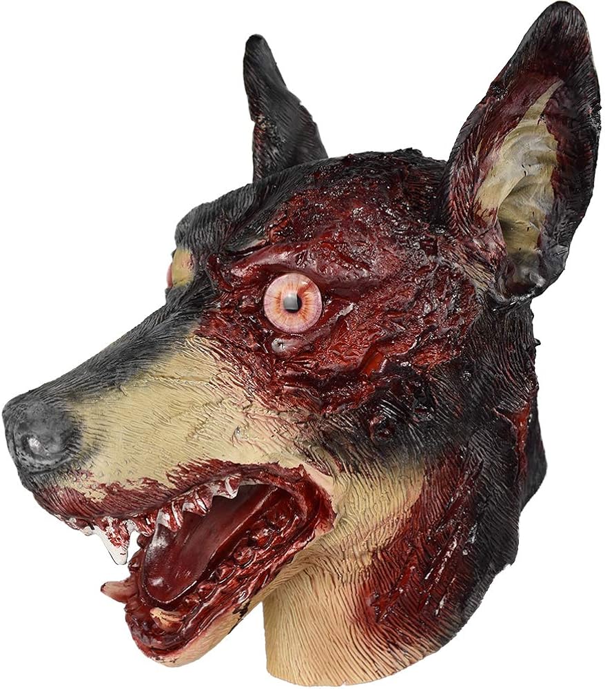 Evil Zombie Dog Latex Mask Animal Full Overhead Halloween Doberman Fancy Dress Horror Costumes Cosplay Amazon Co Uk Clothing