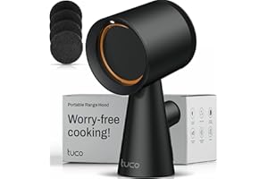 TUCO Portable Range Hood, Desktop Kitchen Exhaust Fan with 3 Speeds, Triple Filter Polymer, Aluminum & Carbon, Low Noise, Oil Collection Cup, Smoke Air Purifier for Indoor BBQ, Hot Pot and RV Kitchens