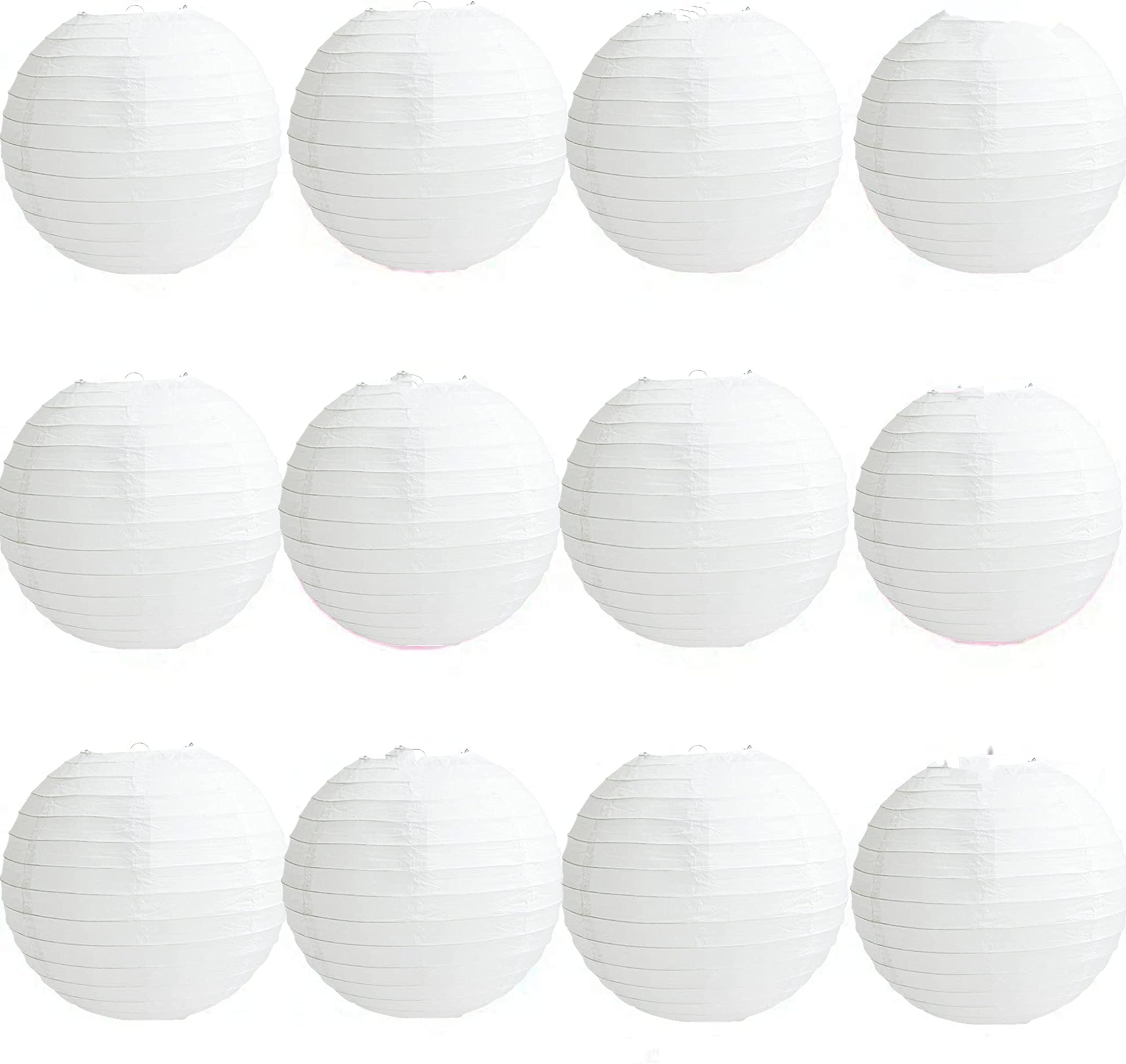 A Liittle Tree-12 PCs Round Paper Lanterns Wedding Party Christmas New Year (White, 12")