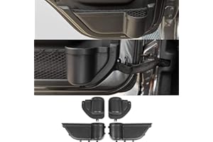 YOCTM Front Rear Door Organizer Tray For 2018 2019 2020 2021 2022 2023 2024 Jeep Wrangler JL 4XE JLU Rubicon Sport Sahara Gladiator JT Interior Storage Accessories Black (Front Door + Rear Door)