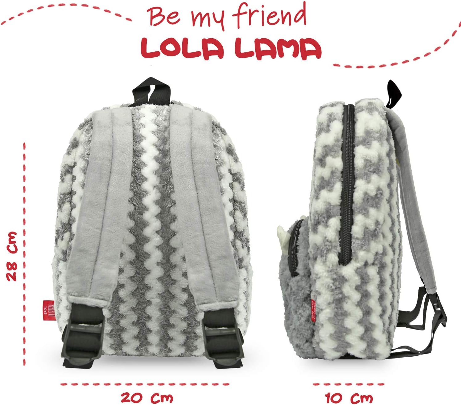 PERLETTI Plush Llama Backpack for Little Girls Boys 3 4 5 Years, Children Soft Daypack for Kindergarten School Travel - Image 3