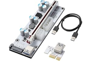 YABOANG Mining Riser Card,PCI-E 1X to 16X Adapter Card,with 0.6 m USB 3.0 Extension Cable,6PIN / 4PIN / SATA Interface, for B