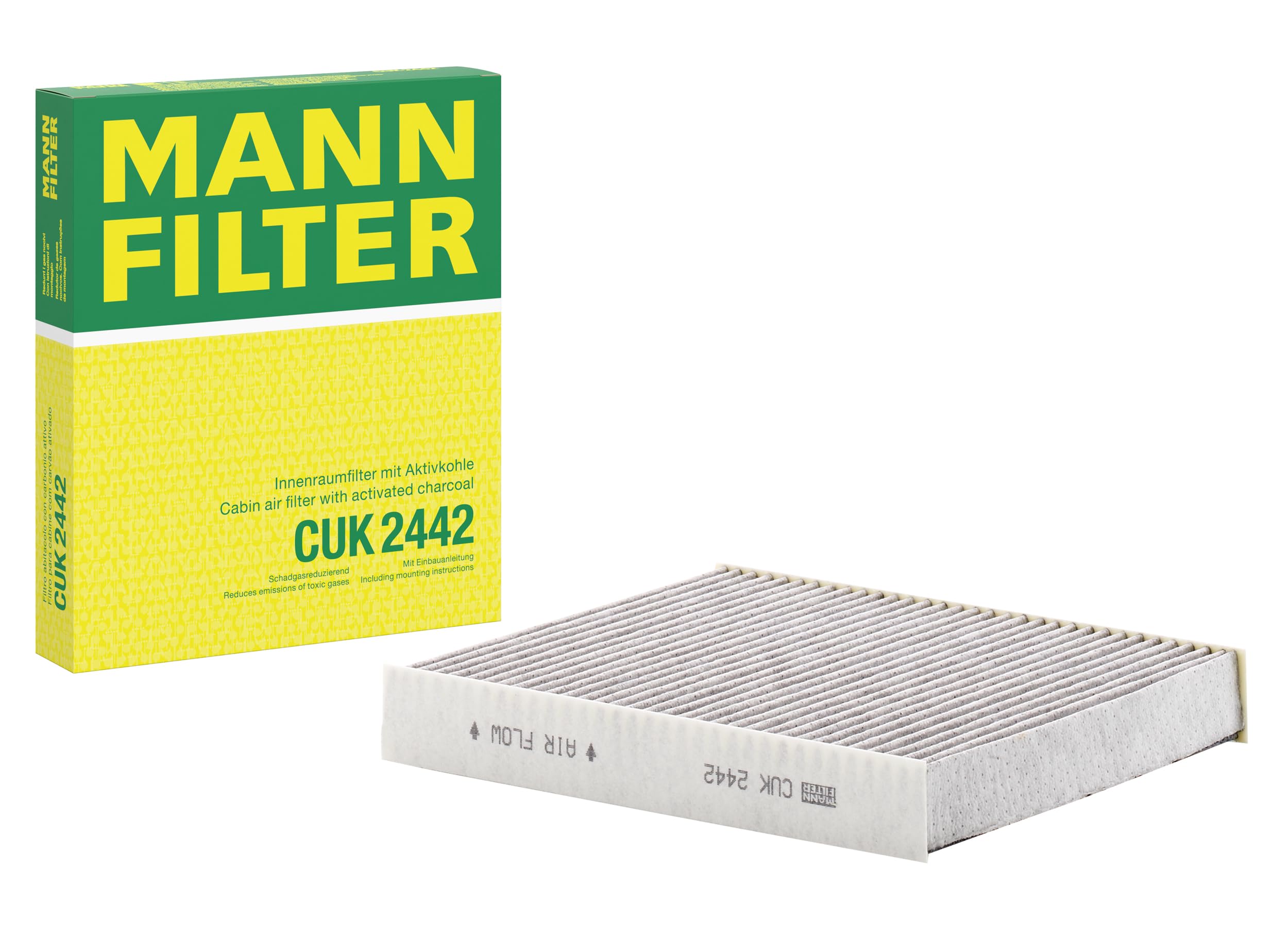 MANN-FILTER CUK 2442 Cabin Air Filter - Pollen Filter with Activated Carbon - for Cars + Transporters