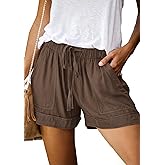 BTFBM Spring Shorts for Women 2026 Summer Casual Elastic Waist Drawstring Lightweight Beach Lounge Short Pants Pockets