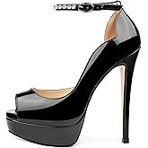 MERUMOTE Women's Platform Stiletto Heels Shoes Peep Toe Pumps 6 inch Heels for Dress Wedding Party