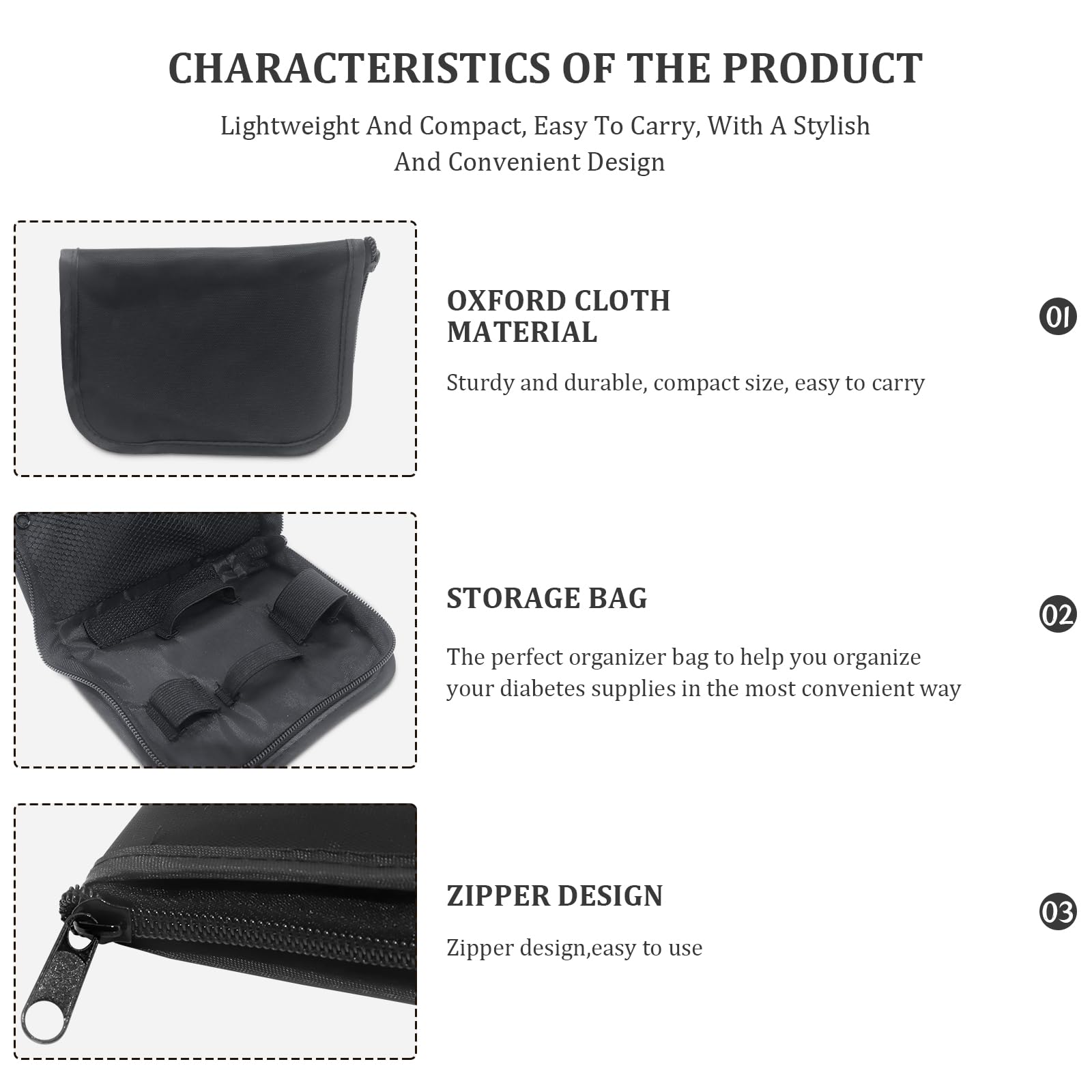 Diabetes Travel Case, Diabetic Organizer Carrying Case Kit, Glucose Monitor Case, Blood Glucose Meter Storage Bag, Diabetic Supplies Carrying Case, Diabetic Bags for Supplies