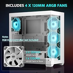 darkFlash ATX Mid-Tower PC Case, Pre-Install 4 PWM