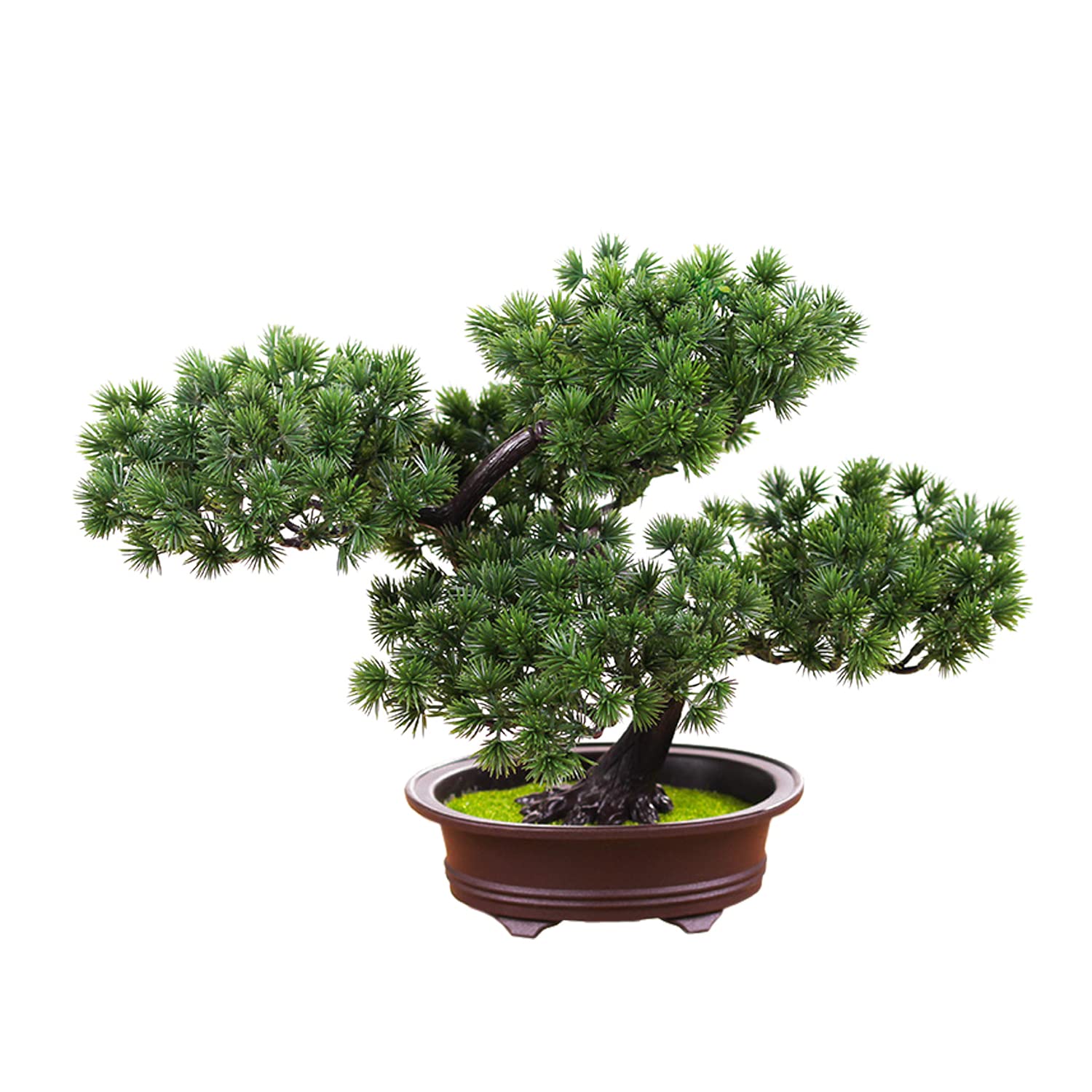Verve Jelly Artificial Bonsai Tree in Pot, Faux Potted Pine Plants, Plastic Fake House Plants, Zen Desktop Greenery Decor for Indoor Home Office, Approx. 30x25x29 cm, Green