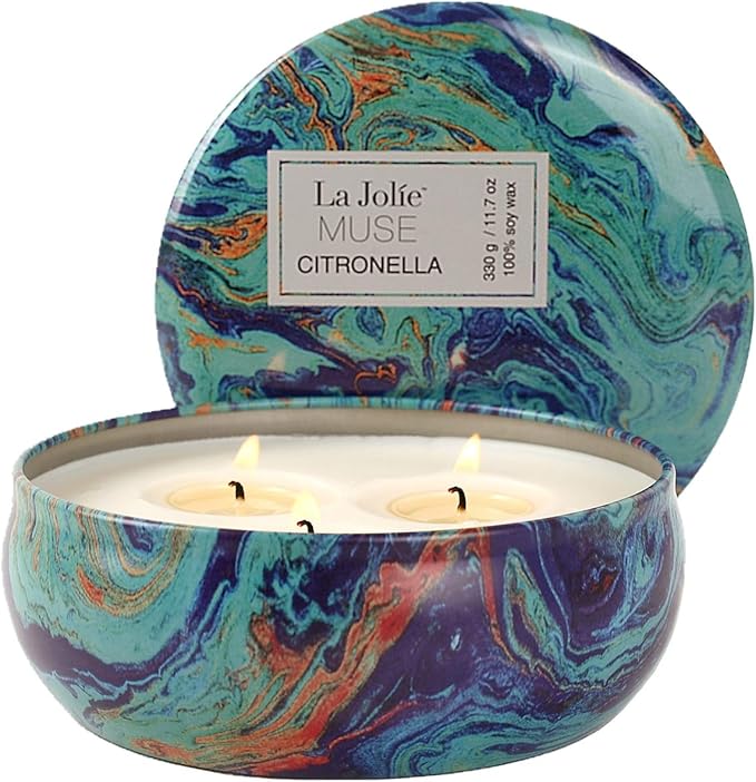 La Jolíe Muse Bougie Citronnelles Anti Moustiques Extérieur & Intérieur