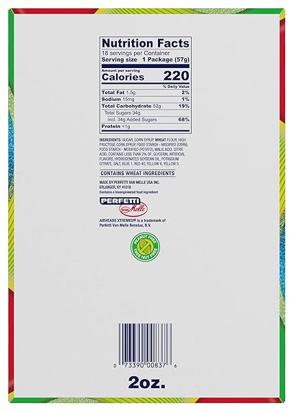 AIRHEADS XTREMES BELTS CANDY, CHEWY CANDY PACKAGE, RAINBOW BERRY FRUIT FLAVOR ARTIFICIALLY FLAVORED, 2 OUNCES (18-PACK)