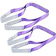 2-PCS 5:1 Safety Factor 1" X3.3' Lifting Slings 2204 lbs Webbing Sling 2 ply Polyester Lifting Strap with Twisted Eye & Eye for Industrial Shop Use, Hoist, Tree Stumps, Heavy Duty Cargo, Purple