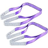 2-PCS 5:1 Safety Factor 1" X3.3' Lifting Slings 2204 lbs Webbing Sling 2 ply Polyester Lifting Strap with Twisted Eye & Eye for Industrial Shop Use, Hoist, Tree Stumps, Heavy Duty Cargo, Purple