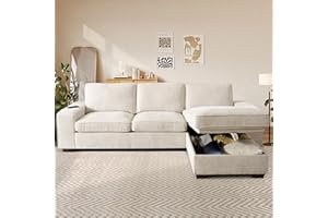COOSLEEP HOME COOSLEEP 99” L-Shape Convertible Sectional Couches Sofas with 190L Storage Chaise,Chenilee Upholstered Sofas with Removable Cushion and Detachable Cover,USB and Type-c Charging for Living Room