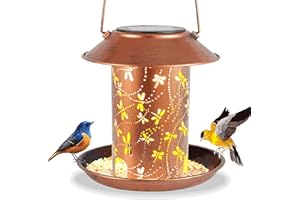 TEPAKEN Bird Feeders for Outdoors Dragonfly Solar Lanterns Outdoor Waterproof Garden Decor Gifts for Women Mom Grandma Metal Solar Decoration Outside LED Lanterns for Yard, Patio, Lawn, Pathway, Landscape