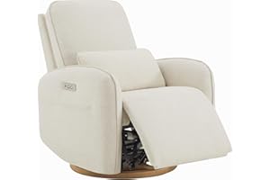 CHITA Power Nursery Glider Recliner Chair, Electric Swivel Rocker Recliner for Adults, Rocking Chair with Removable Lumbar Pillow for Living Room, FSC Certified, Fabric in Linen