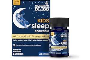 Mommy's Bliss Kids Sleep Chewable Tablets, Contains Melatonin, Magnesium & Calming Herbs, Grape Flavor, Sugar Free, Age 3+ (35 Servings), 35 Count (Pack of 1)