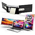 Teamgee 15.6” Laptop Screen Extender [120% sRGB FHD 1080P IPS][ 235°Rotation & Kickstand] Triple Portable Monitor with HDMI-USB Conversion Line Plug-Play Fits Laptops（Mac/Windows/Android）