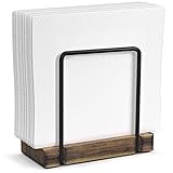Napkin Holder for Table, Wood Iron Standing Napkin