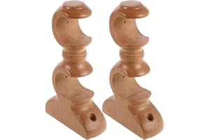 DOITOOL 2pcs Wood Double Curtain Rod Brackets 28mm Wall Mount Drapery Rod Support Holder for Living Room