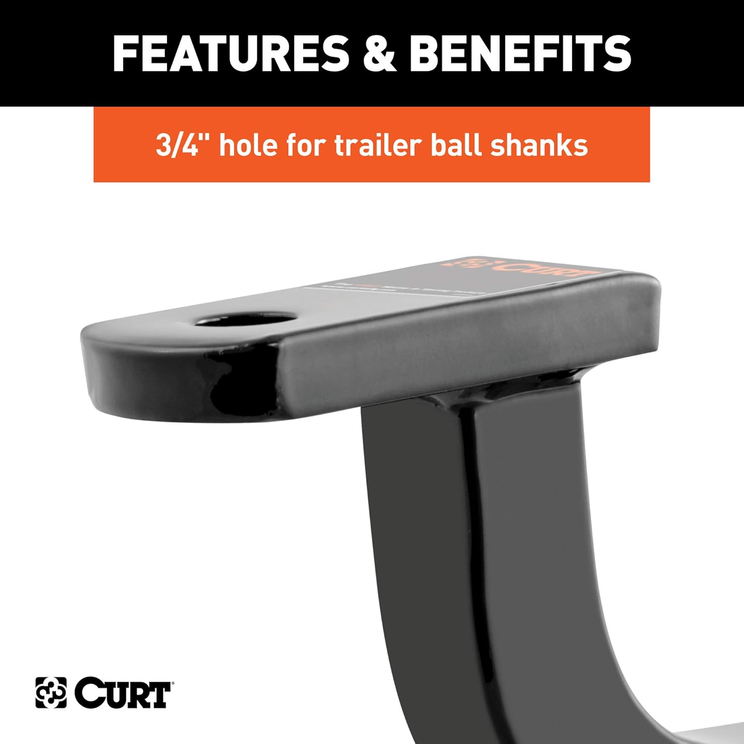 CURT 45014 Class 2 Trailer Hitch Ball Mount, Fits 1-1/4-Inch Receiver, 3,500 lbs, 3/4-Inch Hole, 5-Inch Rise: Automotive