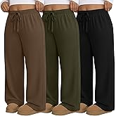 Evervibe 3 Pack Women's Plus Size Pants, Drawstring Wide Leg High Waist Sweatpants Loose Casual Lounge Pants with Pockets