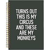 BESERH Funny Campus Notebooks for Work, Funny Office Gifts for Coworkers Women Men, Funny Boss Day Gifts, Turns Out This Is My Circus and These Are My Monkeys Spiral Notebook 5.5x8.3 with 164 Pages