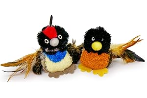 Pet Craft Supply Kitty Condor Crazy Catnip, Funny Cuddling Chasing Hunting Irresistible Stimulating Soft Plush Boredom Relief Interactive Cat Toy with Realistic Feathers, All Breed Sizes (Pack of 2)