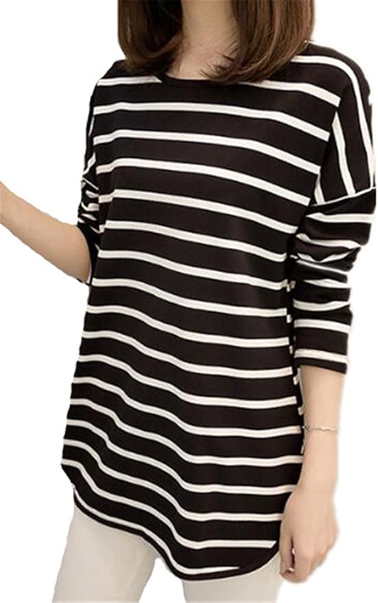 IFFEI Oversized Sweatshirt Damen Gestreift - Y2K Langarmshirt Rundhals Pullover