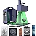 GWEIKE G2 Plus 20W Fiber Laser Engraver, 15000mm/s Portable Laser Marking Machine, 150x150mm Working Area, Desktop Handheld 2-in-1 Laser Engraver Machine for Jewelry, Leather, Dog Tags, Metal