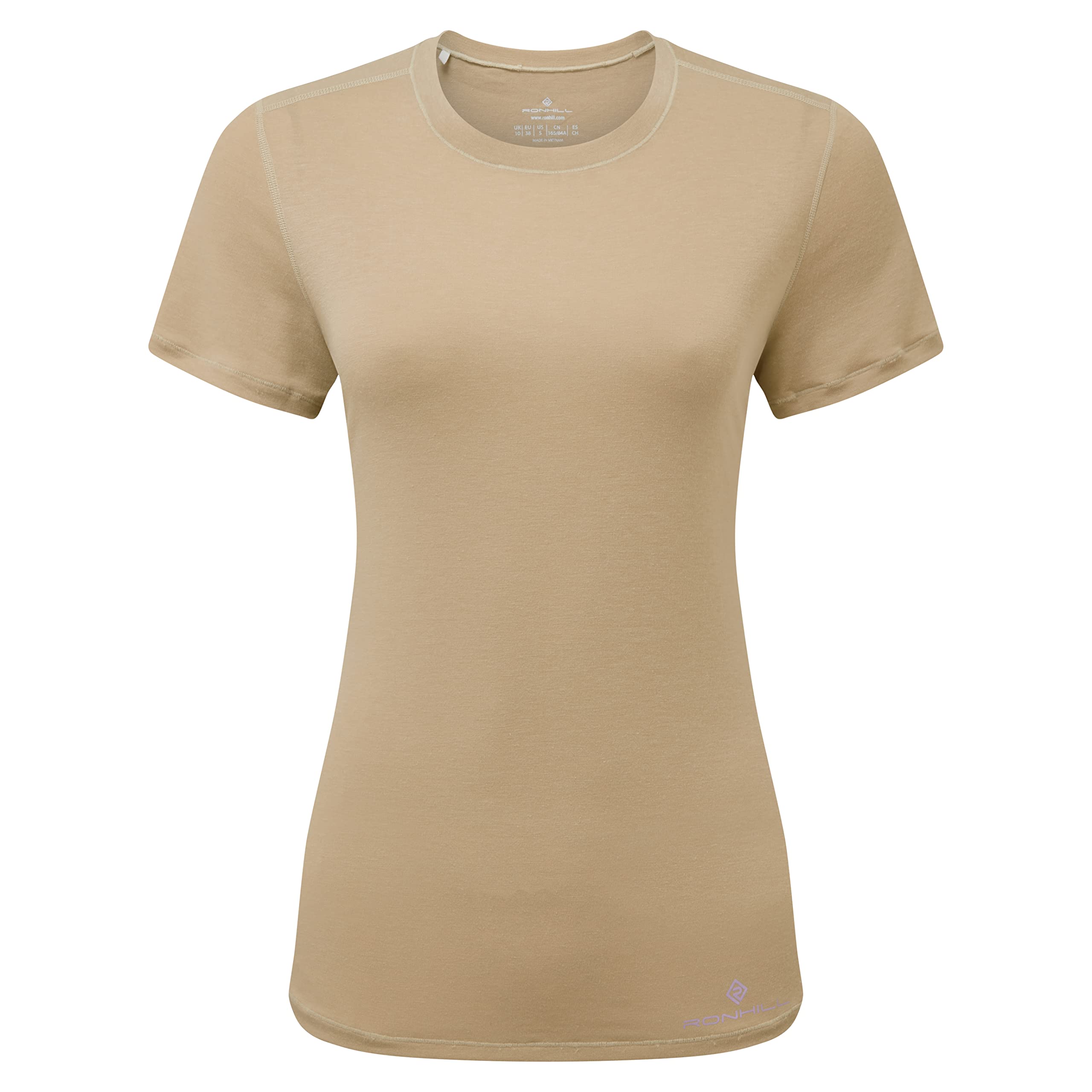 Ronhill Women's Ronhill, Wmn's Life Tencel S/S Tee T Shirt, Latte Marl/Nightshade, 10 UK