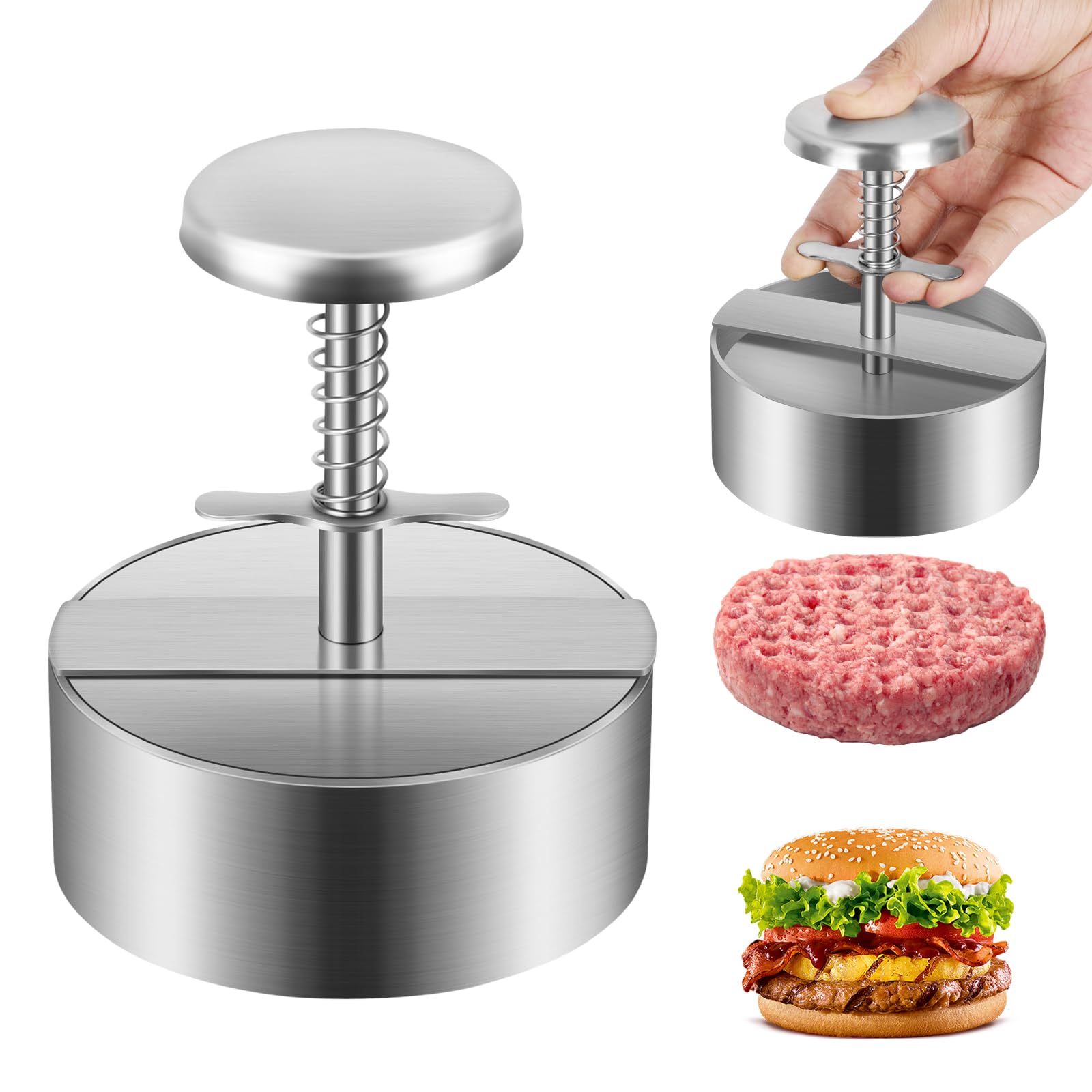 Photo 1 of Diveken Burger Press, Stainless Steel Hamburger Patty Maker, 4.5 inch Adjustable Burger Patty Maker, Patty Making Mold for Meat, Vegetables, Beef, BBQ Barbecue Homemade Hamburger