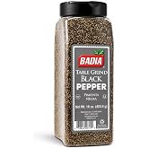 Badia Black Pepper Table Grind, 16 oz - Freshly Ground Flavor | Premium table grind black pepper adds bold flavor to meats, eggs, vegetables, soups, salads, sauces, and everyday cooking