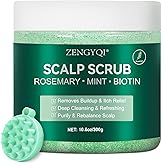 Scalp Scrub, Rosemary & Mint Oil & Biotin Scalp Exfoliator Scrub Shampoo with Silicone Scalp Massager, Hair Treatment for Itc