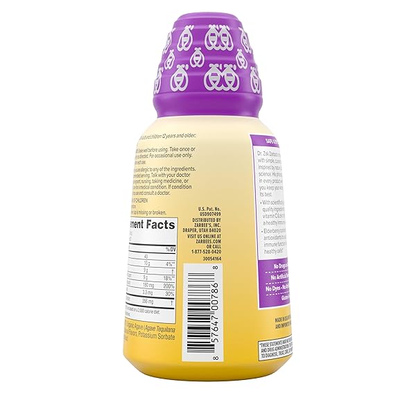 ZARBEE”S LIQUID DAILY IMMUNE SUPPORT, HIGH CONCENTRATE LIQUID, WITH REAL ELDERBERRY VITAMIN C & ZINC, BLACK ELDERBERRY FLAVOR, FOR DAYTIME USE, 8 FL OZ, BRAND IS ZARBEE”S