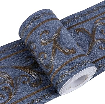 Creation Core 3d Pattern Wall Decor Sticker Kitchen Bathroom Waterproof Wallpaper Border Removable Self Adhesive Tiles Iris Navy Blue Amazon Com