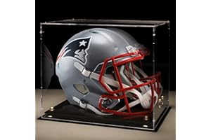 Putros Football Helmet Display Case Full Size with Mirror Back and Black Base Acrylic Dust-Proof Display Case for Sports Collectibles