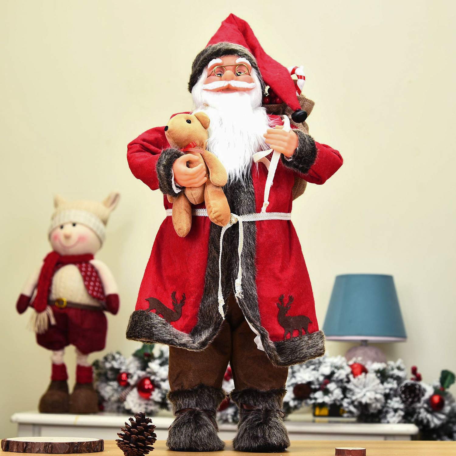 XINCHIA Santa Claus Doll Christmas Standing Figure Santa Claus Doll Plush Handmade Dolls Novelty Xmas Decor Home Ornaments Gifts Home Party Indoor Decorations Xmas Ornaments for indoors 32cm — image 1