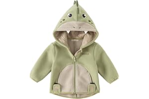 DAVE&BELLA Toddler Fleece Jacket, Baby Boys Girls Animal-shaped Hooded Zipper Long Sleeve Warm Spring Autumn Outerwear Coat