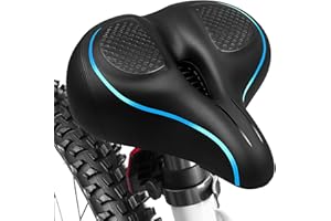 MSDADA Oversized Bike Seat for Men Women Comfort, Wide Bicycle Seat Cushion with Dual Shock Absorption, fit for Stationary, E