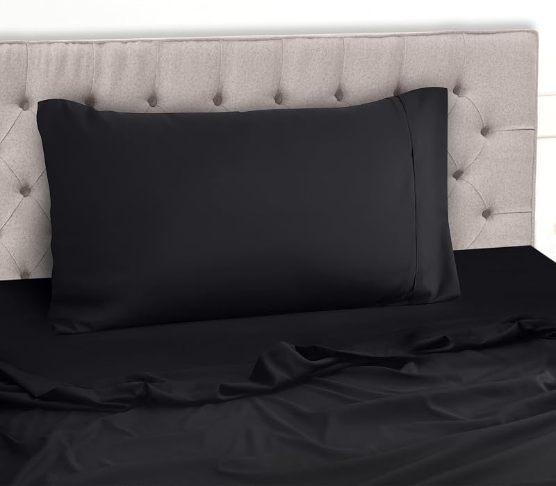 Set Lenzuola Letto 3 Pezzi, 90x190cm, Nero