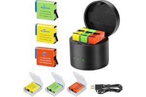 KUNLUN 3-Pack Batteries for GoPro Hero 8/7/6 Black and 3-Channel USB Fast Battery Charger Station Bundle for GoPro Hero 8 Black, Hero 7 Black, Hero 6 Black Camera(Fully Compatible for Original)