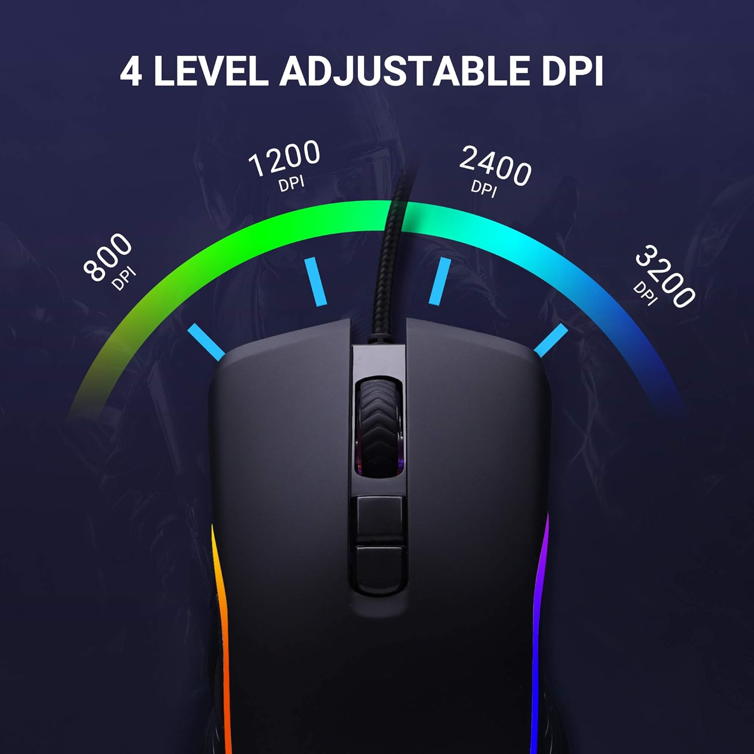 ABKONCORE AM6 Gaming Mouse with 4Dpi Levels (800, 1600, 2400, 3200), Programmable Buttons, Wired Ergonomic USB Computer Mouse for Gamer, Laptop, Chromebook, Mac (AM6): Electronics
