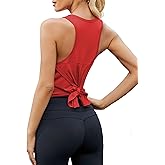 Mippo Workout Tops for Women Athletic Shirts Open Back Top Yoga Tank Gym Clothes Loose Fit