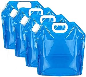Redmoon 4Pcs 5L Collapsible Water Container, BPA Free,Outdoor Folding Travel Climbing Camp Emergency Water Bag Container Package for Sport Camping Riding Mountaineer, Food Grade