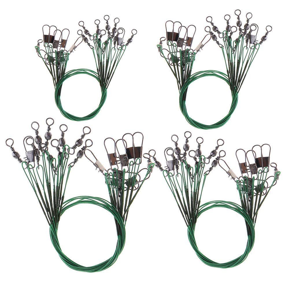 OriGlam 40pcs Fishing Wire Leaders - 30 LBS Test Heavy Duty Stainless Steel Fishing Line with Swivels and Snaps for Lures Rig Hooks