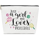 ELSGFHSU Pickleball Gifts for Women, Just A Girl Who Loves Pickleball Makeup Bag, Birthday Gifts Idea for Ball Lovers Team Player, Sports Stuff, Sports Mom Must Haves, Cosmetic Bag for Purse