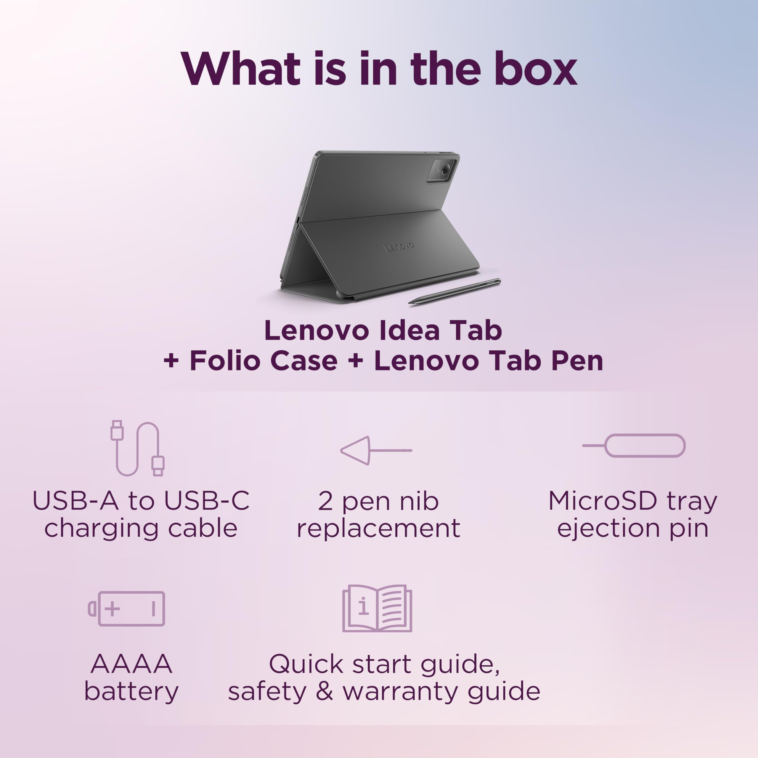 Lenovo Idea Tab - College Tablet - 11″ 2.5K IPS Touchscreen Display - 90Hz - MediaTek Dimensity 6300-8 GB Memory - 256 GB Storage - Integrated Arm Mali-G57 MC2 - Lenovo Tab Pen and Folio Case