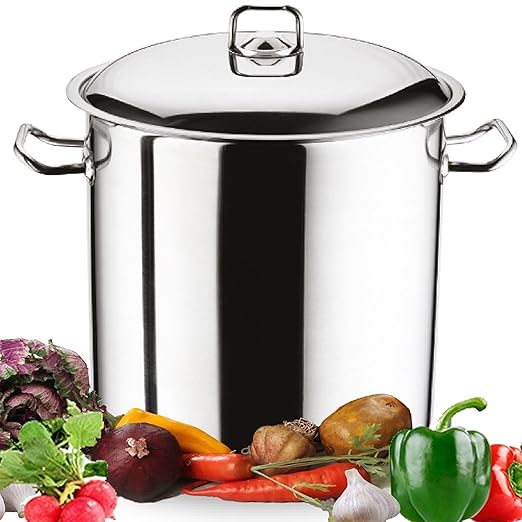 Large Deep Stainless Steel Induction Stock Pot Casserole Cooking
