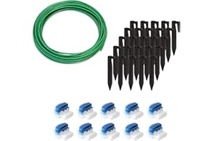 ECENCE Wire Splice Kit, Wire Break Repair Kit for Robot Lawn Mower and Dog Fence Systems, 32,8ft boundary wire + 10x Connector + 25x ground nails